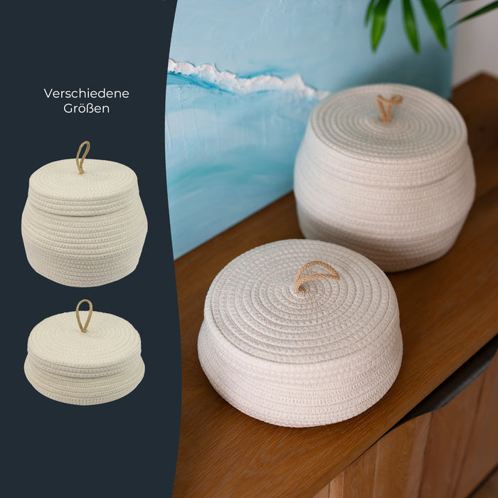 HMF Aufbewahrungskorb mit Deckel 25,5 x 11,5 cm in Creme