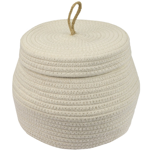 HMF Aufbewahrungskorb mit Deckel 25,5 x 19 cm in Creme