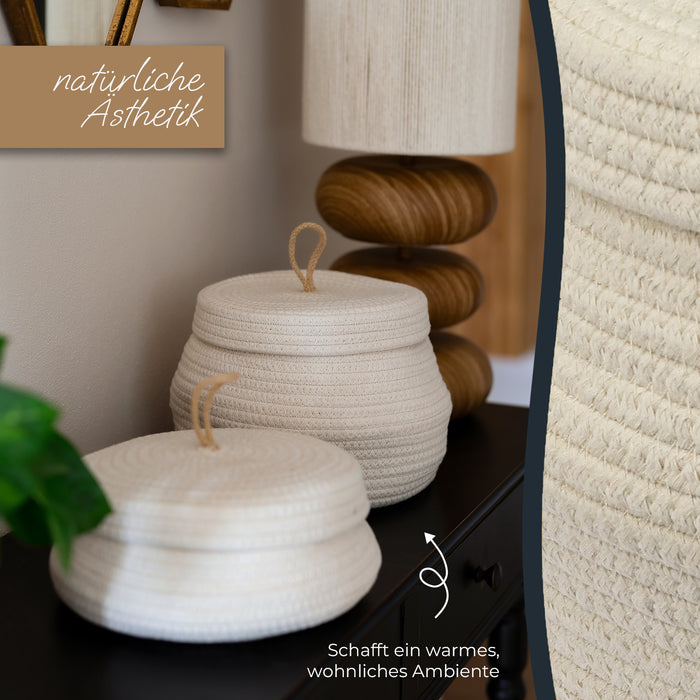 HMF Aufbewahrungskorb mit Deckel 25,5 x 19 cm in Creme