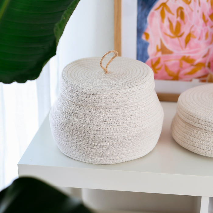 HMF Aufbewahrungskorb mit Deckel 25,5 x 19 cm in Creme