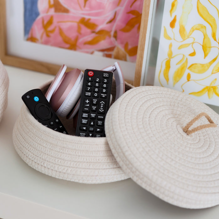 HMF Aufbewahrungskorb mit Deckel 25,5 x 19 cm in Creme