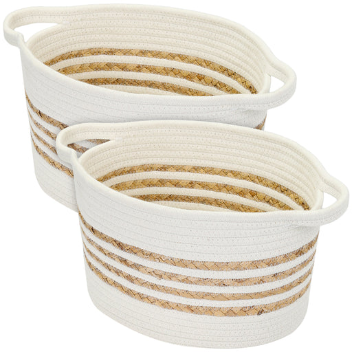 HMF Aufbewahrungskorb mit verlängerten Griffen | 39080-01 | 2er Set | 30 x 22 x 19 cm | Weiß