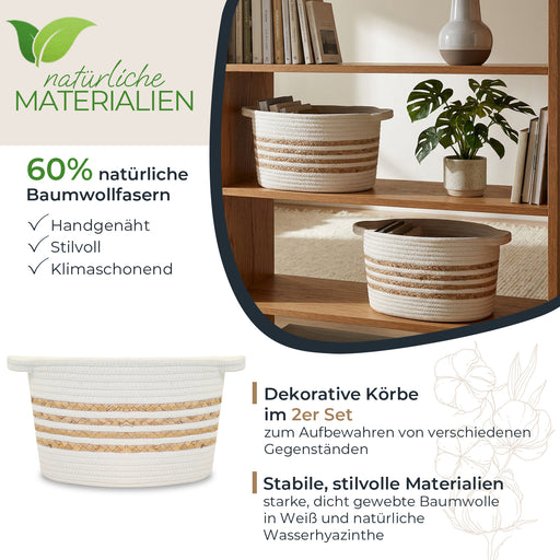 HMF Aufbewahrungskorb mit verlängerten Griffen | 39080-01 | 2er Set | 30 x 22 x 19 cm | Weiß