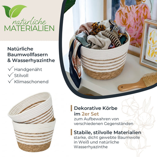 Aufbewahrungskorb mit versteckten Griffen in Weiß, 27 x 19 cm