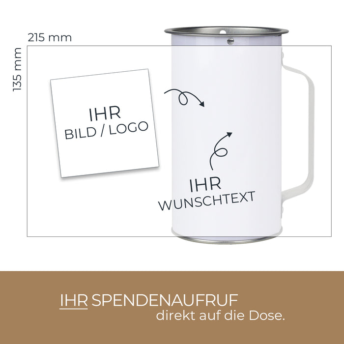  Spendendose mit Griff und individueller Klebefolie von HMF in Lichtgrau