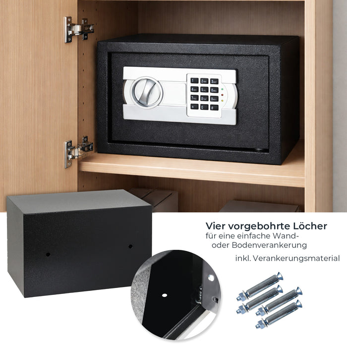 Möbeltresor mit einem Elektronikschloss von HMF mit den Maßen 31 x 20 x 20 cm in Schwarz