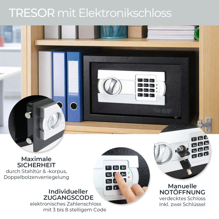 Möbeltresor mit Elektronikschloss von HMF mit den Maßen 35 x 25 x 25 cm in Anthrazit
