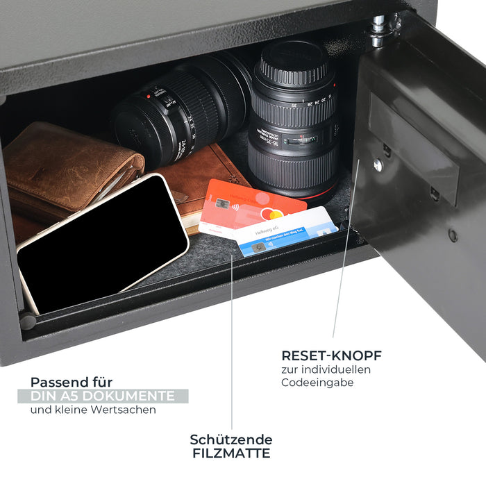 Möbeltresor mit Elektronikschloss von HMF mit den Maßen 35 x 25 x 25 cm in Anthrazit