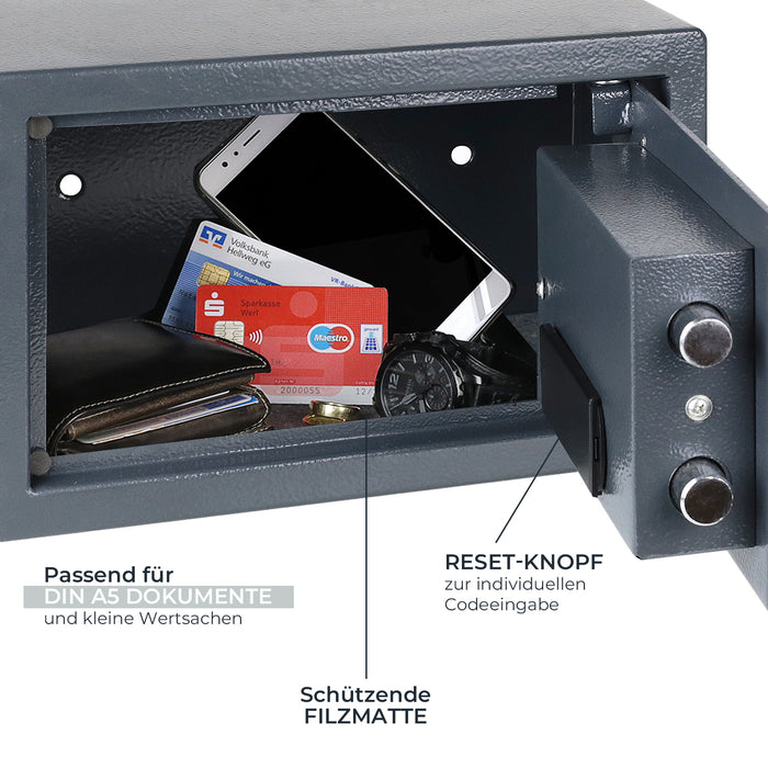 Möbeltresor mit Elektronikschloss von HMF mit den Maßen 35 x 25 x 25 cm in Anthrazit