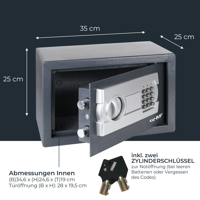 Möbeltresor mit Elektronikschloss von HMF mit den Maßen 35 x 25 x 25 cm in Anthrazit