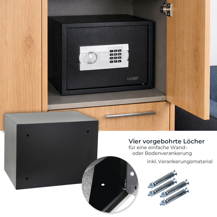 Möbeltresor mit Elektronikschloss von HMF mit den Maßen 38 x 30 x 30 cm in schwarz