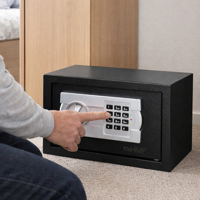 Möbeltresor mit Elektronikschloss von HMF mit den Maßen 38 x 30 x 30 cm in schwarz