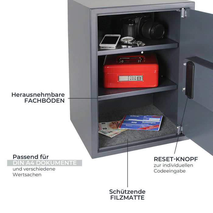 Möbeltresor mit Elektronikschloss von HMF mit den Maßen 50 x 35 x 31 cm in Anthrazit