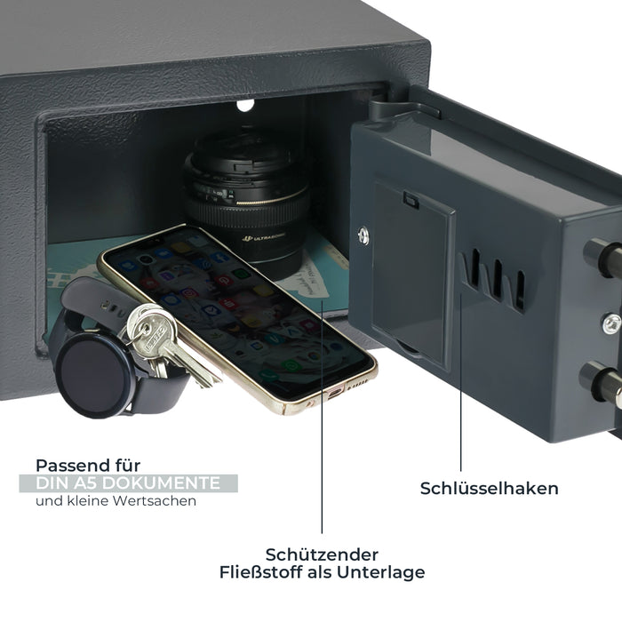 Möbeltresor mit Elektroschloss von HMF mit 23 cm Breite in Anthrazit