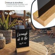 Kreidetafel mit Holzfuß als Tischaufsteller von HMF in DIN A6 Hochformat in Schwarz