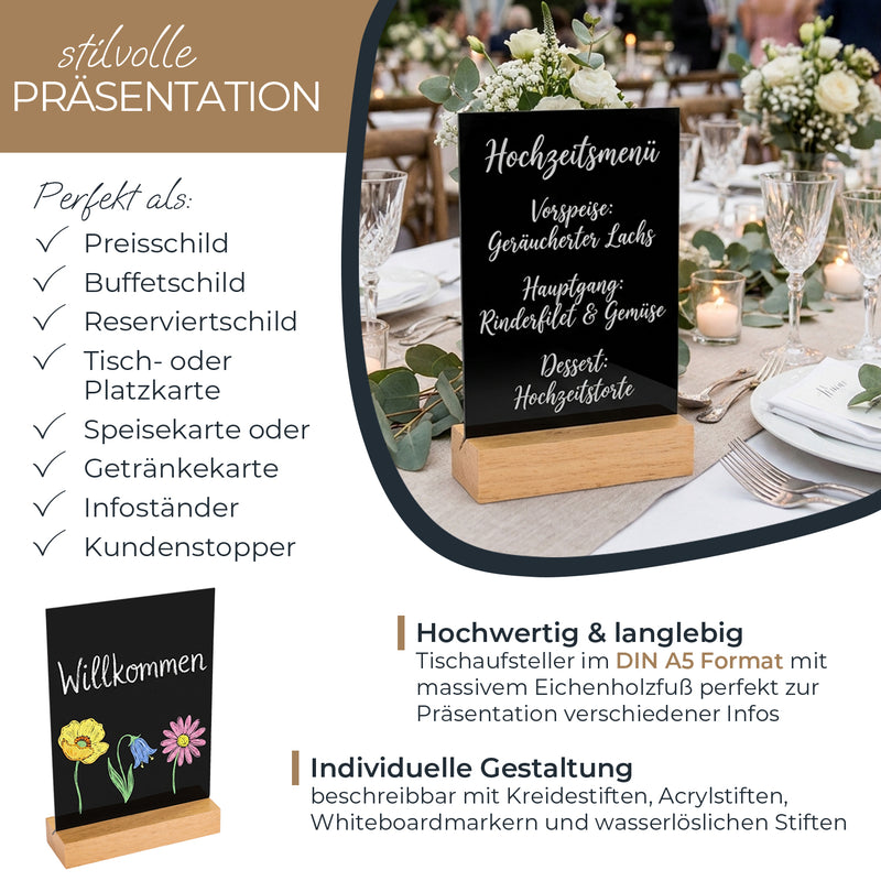 Tischaufsteller Kreidetafel mit Holzfuß HMF 4645 DIN A5 Hochformat schwarzTischaufsteller Kreidetafel mit Holzfuß HMF 4645 DIN A5 Hochformat schwarz