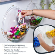 Acrylhalbkugel als Wandregal von HMF mit einem Hängedisplay von Ø 32 cm