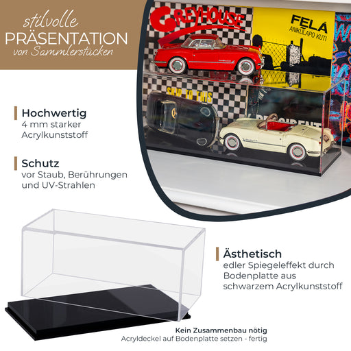 Acryl Vitrine für Modellautos Figuren HMF 46801 24 x 12 x 11 cm quer Staubschutz