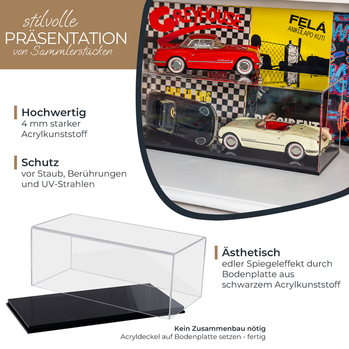 Acryl Vitrine für Modellautos Figuren HMF 46801 34 x 16 x 14 cm quer UV-Beständigkeit