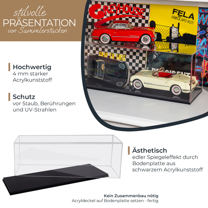 Acryl Vitrine für Modellautos Figuren HMF 46801 50 x 16 x 18 cm quer UV-Beständigkeit