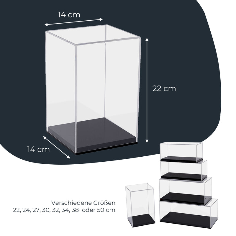 Acryl Vitrine für Modellautos Figuren HMF 46801 14 x 14 x 22 cm hoch robust