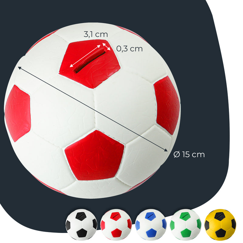 Spardose im Fußball-Look von HMF mit 15 cm Durchmesser in Rot