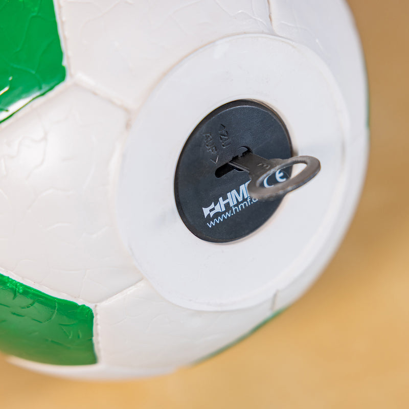 Spardose im Fußball-Look von HMF mit 15 cm Durchmesser in Rot
