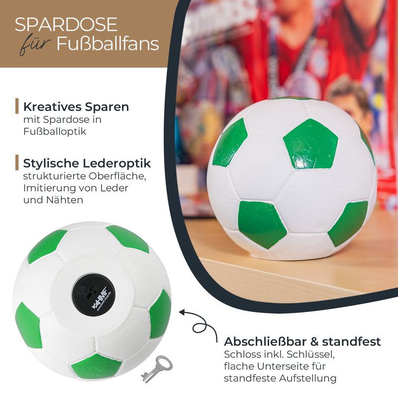 Spardose im Fußball-Look von HMF mit 15 cm Durchmesser in Grün