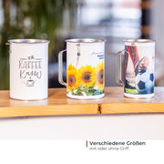 Spendendose mit Griff und individuelle Klebefolie von HMF mit den Maßen 14.5 x 10 cm in Lichtgrau