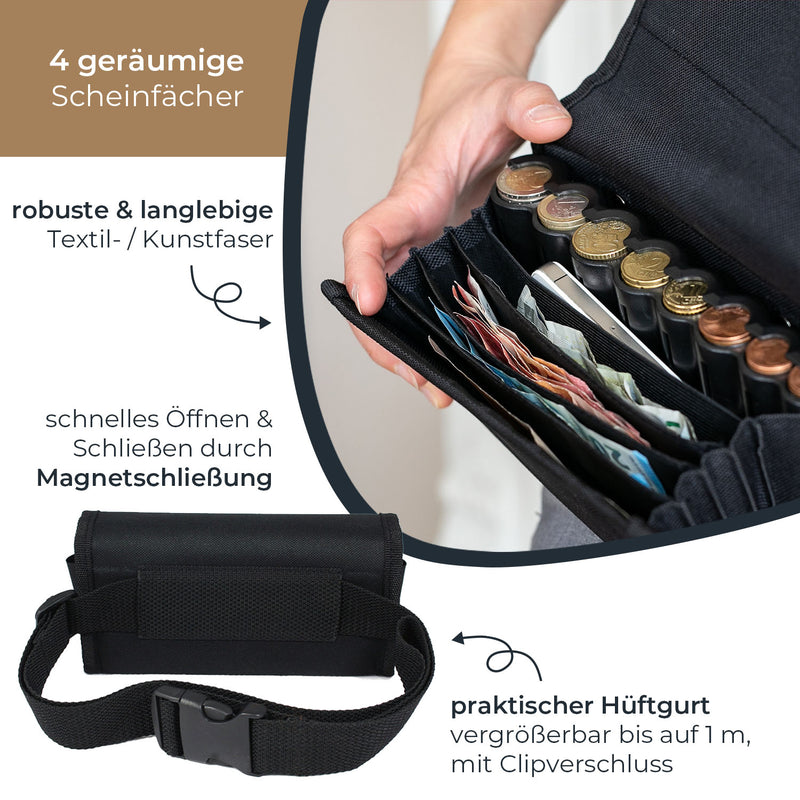 Kellner Geldtasche Set 2er Set Kellner Geldtasche + Holster & Kette – Gastro-Gürteltasche Aus Kunstleder