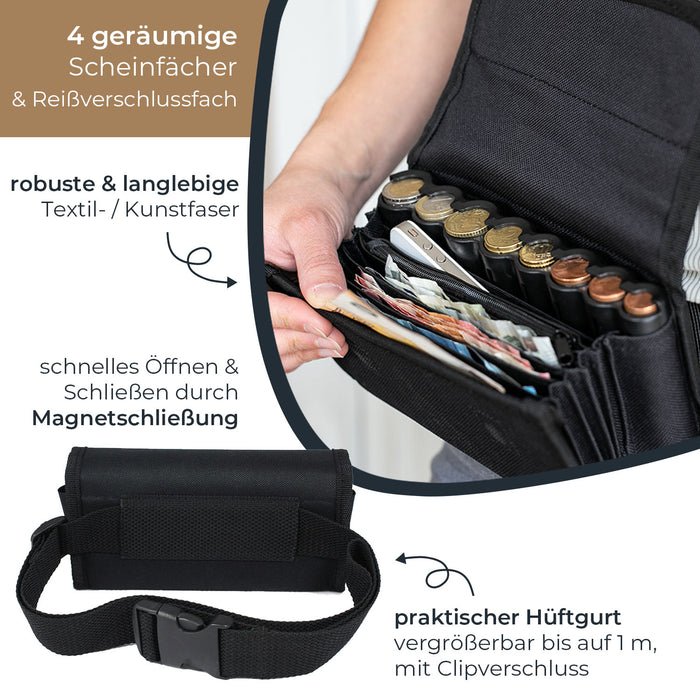 Kellnerbörse mit Tragegurt und Reißverschlussfach von HMF