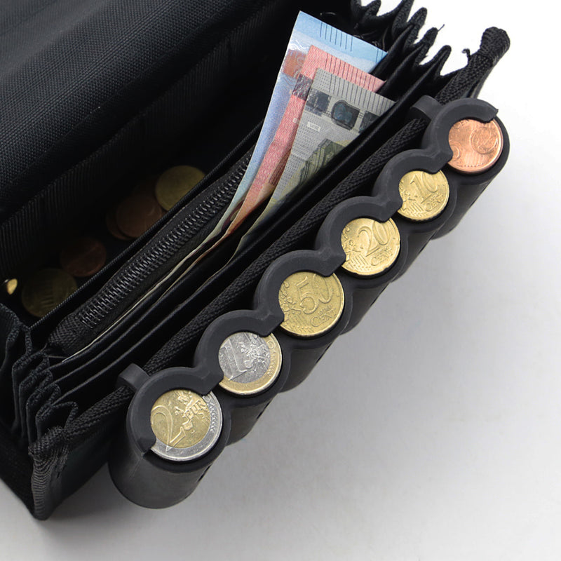 Euro-Münzsortierer 15.5 cm HMF 48821-02 für Kellnerbörse Schwarz 6 Münzrillen abschließbar