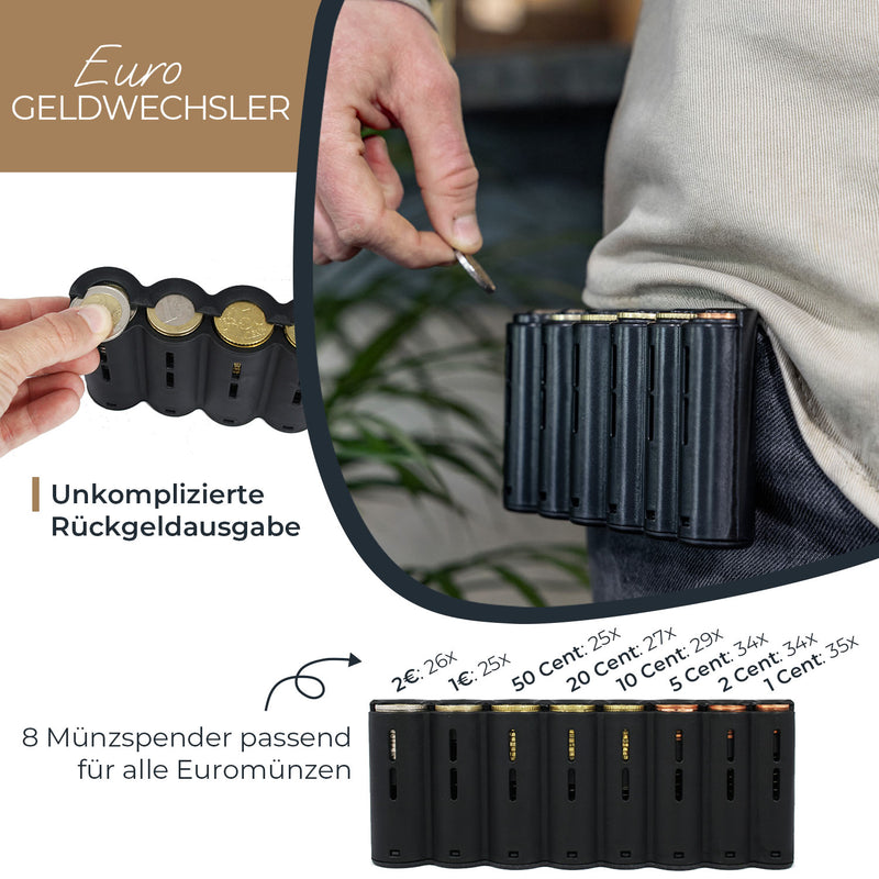 Kellnerbörse Euro-Münzsortierer Tragegurt HMF 48830-02 20.5 x 10 x 7 cm Leder