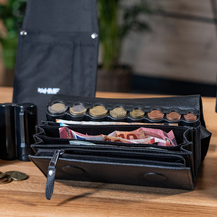 Kellnerbörse Euro-Münzsortierer Tragegurt HMF 48830-02 20.5 x 10 x 7 cm Leder