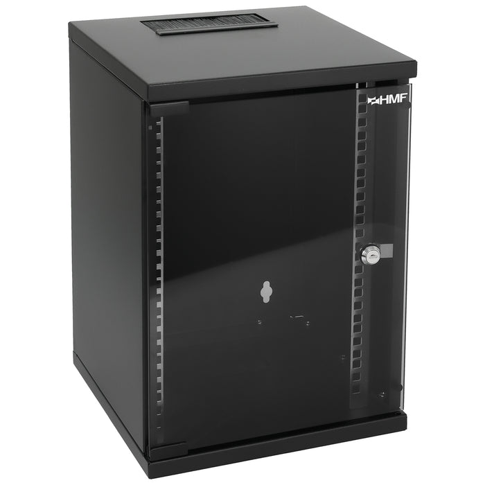 10 Zoll Serverschrank mit 9 Höheneinheiten von HMF mit 300 mm Tiefe in Schwarz