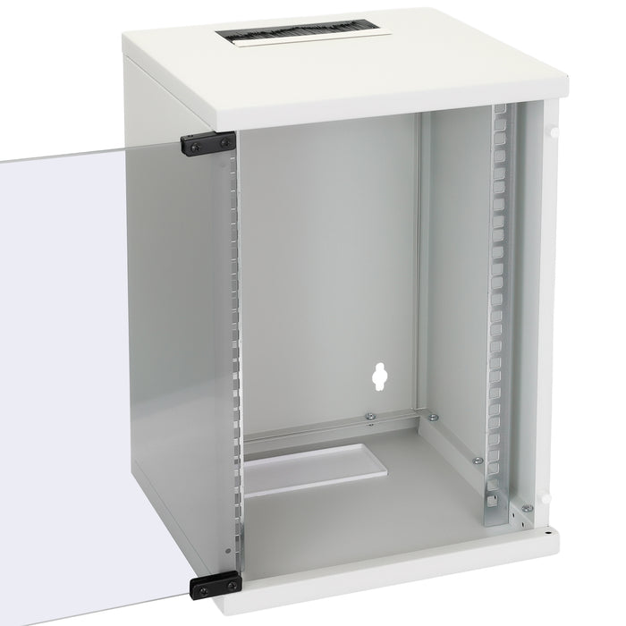 10 Zoll Serverschrank mit 9 Höheneinheiten von HMF mit 300 mm Tiefe in Lichtgrau