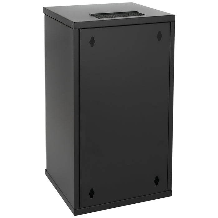 HMF Netzwerkschrank Serverschrank 10 Zoll 12 HE 300 mm Tiefe Voll montiert Glastür Schwarz