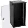 HMF Netzwerkschrank Serverschrank 10 Zoll 12 HE 300 mm Tiefe Voll montiert Glastür Schwarz