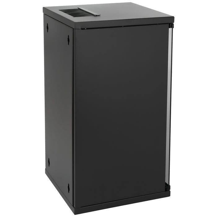 HMF Netzwerkschrank Serverschrank 10 Zoll 12 HE 300 mm Tiefe Voll montiert Glastür Schwarz