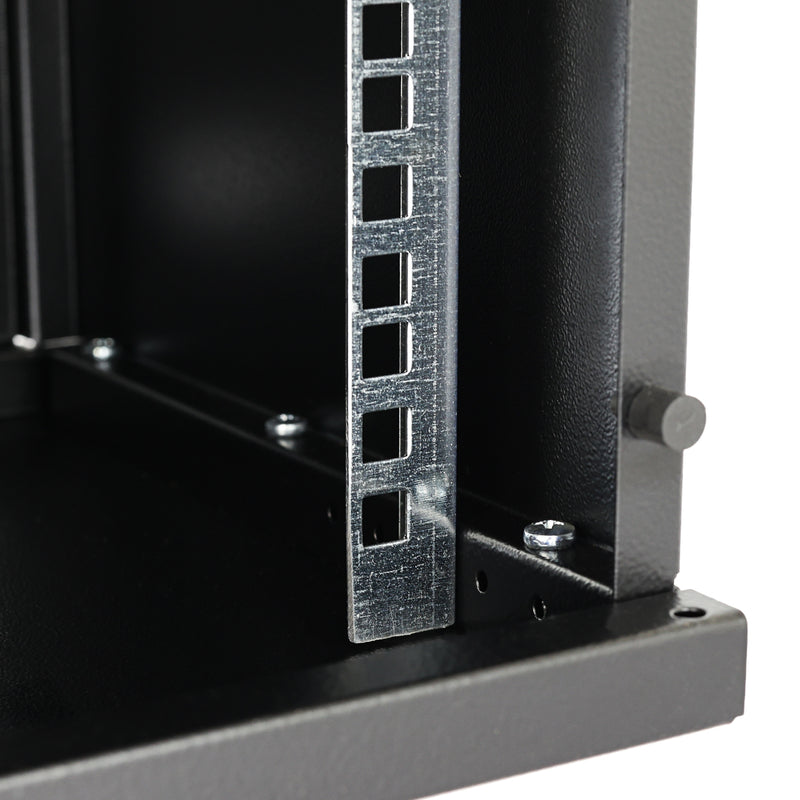 HMF Netzwerkschrank Serverschrank 10 Zoll 12 HE 300 mm Tiefe Voll montiert Glastür Schwarz