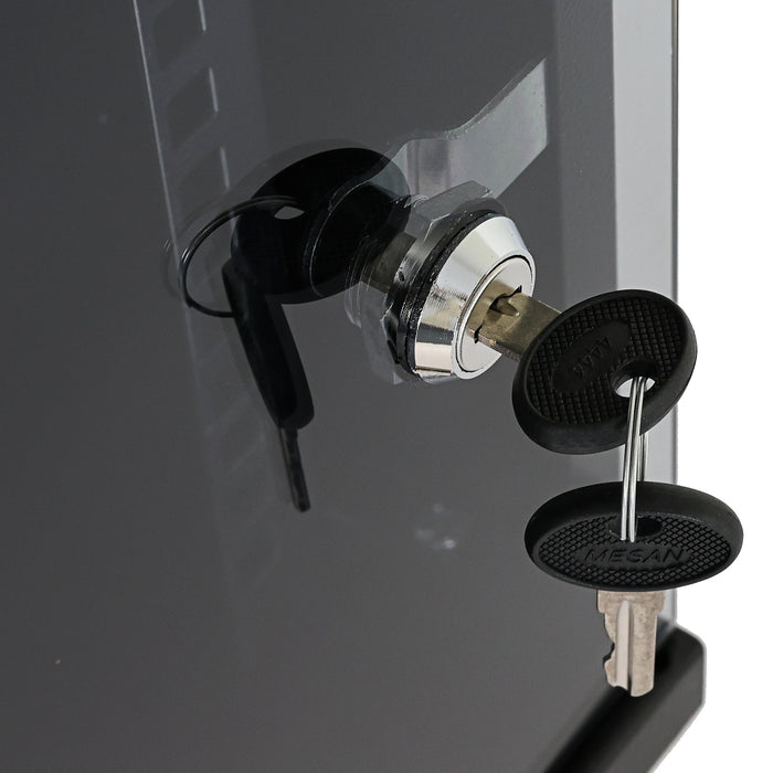 HMF Netzwerkschrank Serverschrank 10 Zoll 12 HE 300 mm Tiefe Voll montiert Glastür Schwarz