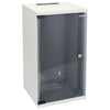 HMF Netzwerkschrank Serverschrank 10 Zoll 12 HE 300 mm Tiefe Voll montiert Glastür Lichtgrau