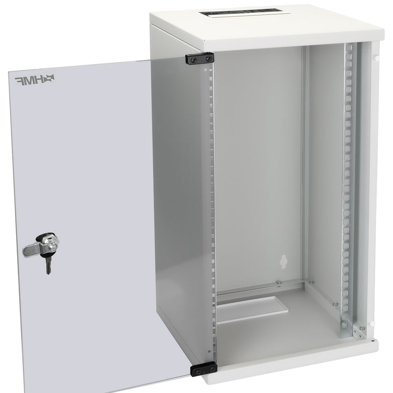 10 Zoll Serverschrank mit 12 Höheneinheiten von HMF mit 300 mm Tiefe in Lichtgrau