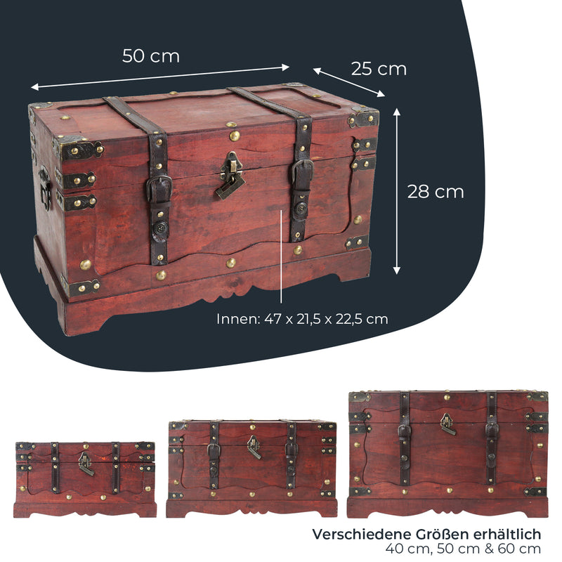 Schatzkiste Frankreich im Vintage-Look HMF Schatztruhe 40 x 19 x 22 cm —