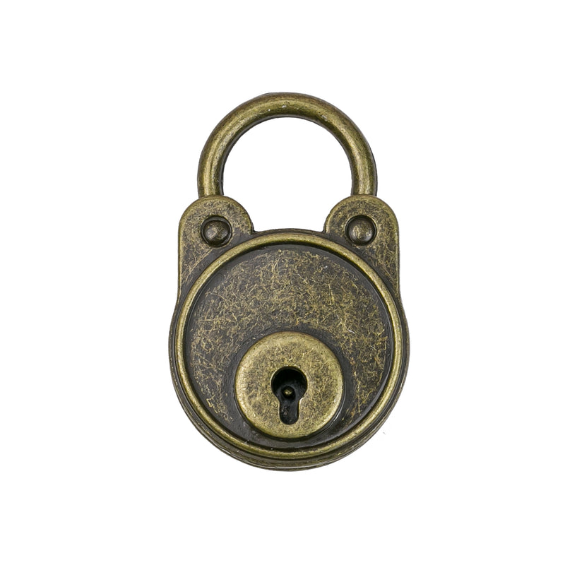 Mini Deko Vorhängeschloss mit Schlüssel HMF 6490 Rund Bronze Vintage-Look