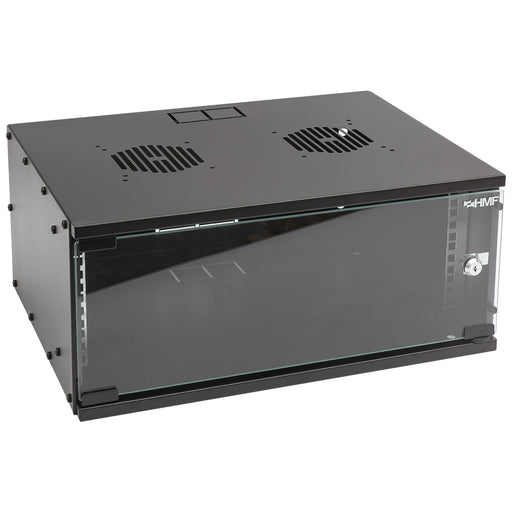 Unmontierter 19 Zoll Serverschrank von HMF mit 4 Höheneinheiten in Schwarz