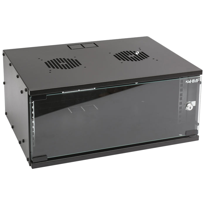 Unmontierter 19 Zoll Serverschrank von HMF mit 4 Höheneinheiten in Schwarz