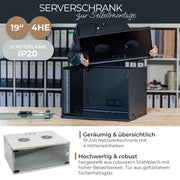 Unmontierter 19 Zoll Serverschrank von HMF mit 4 Höheneinheiten in Lichtgrau