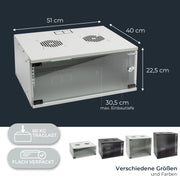 Unmontierter 19 Zoll Serverschrank von HMF mit 4 Höheneinheiten in Lichtgrau