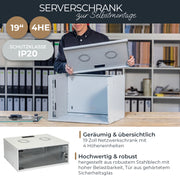 Unmontierter 19 Zoll Serverschrank von HMF mit 4 Höheneinheiten in Lichtgrau